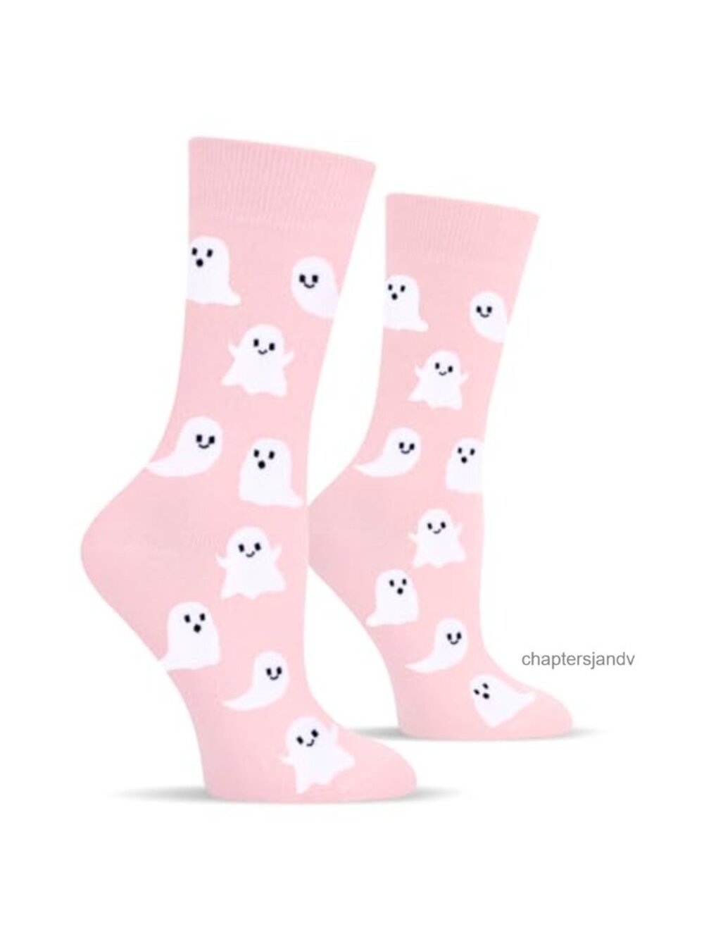 Funny Halloween Ghost Pattern Crew Socks Combed Cotton Blend Women